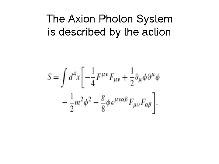 The Axion Photon System is described by the action 