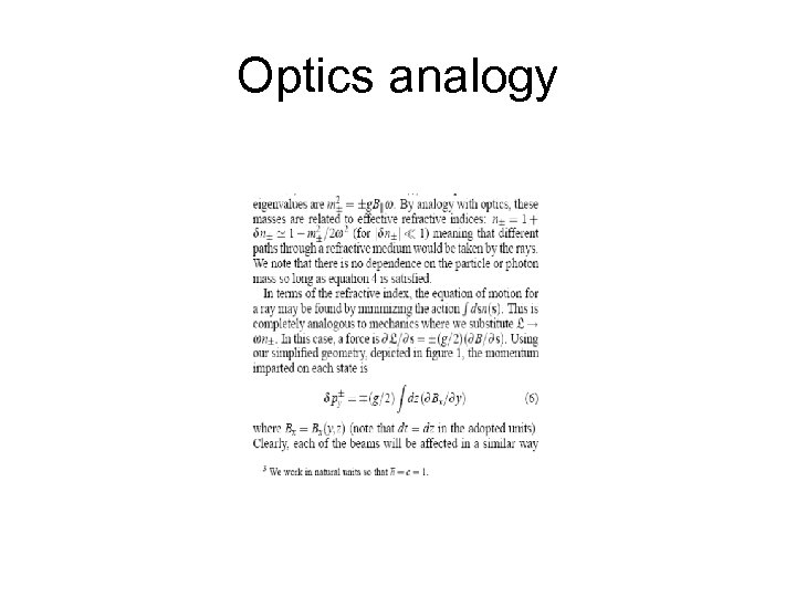 Optics analogy 