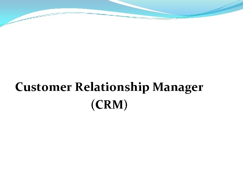 Customer Relationship Manager (CRM) 