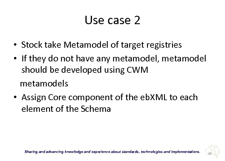 Use case 2 • Stock take Metamodel of target registries • If they do