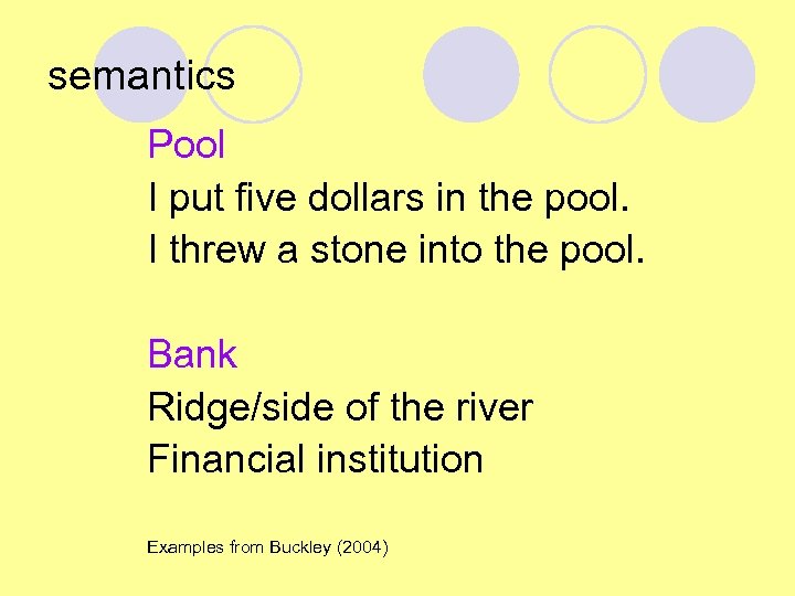 semantics Pool I put five dollars in the pool. I threw a stone into