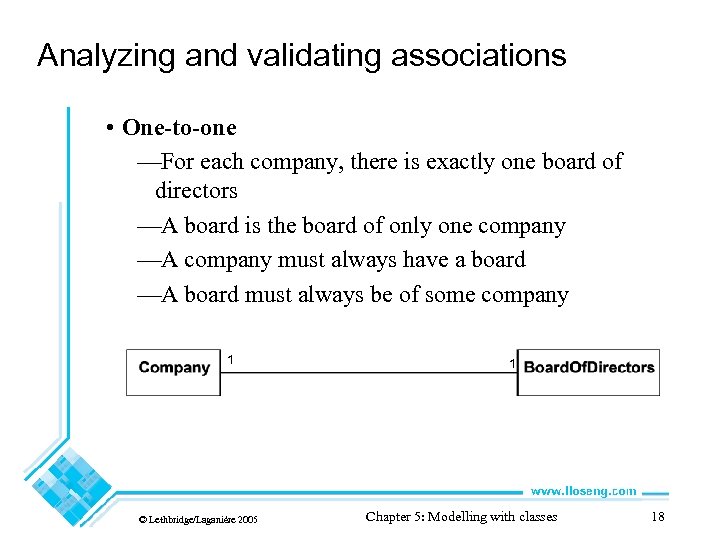 Analyzing and validating associations • One-to-one —For each company, there is exactly one board