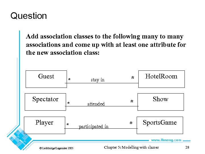 Question Add association classes to the following many to many associations and come up