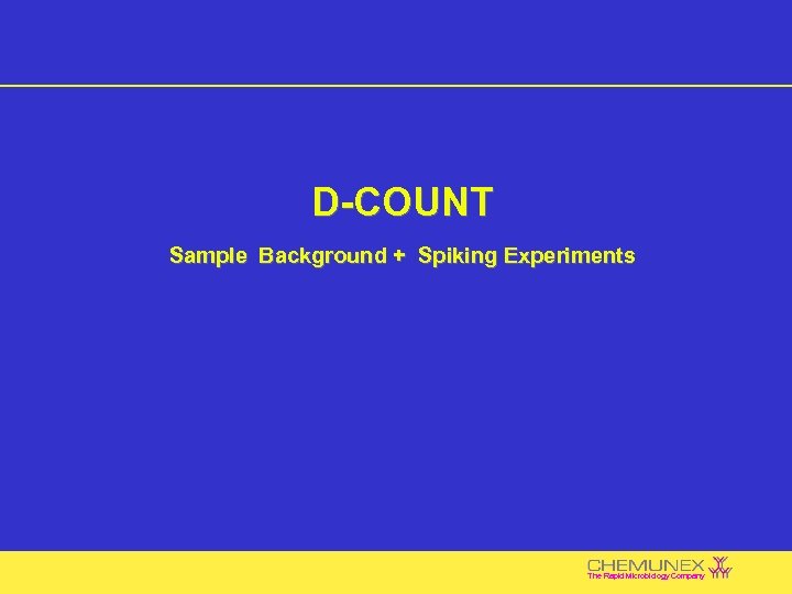 D-COUNT Sample Background + Spiking Experiments The Rapid Microbiology Company 
