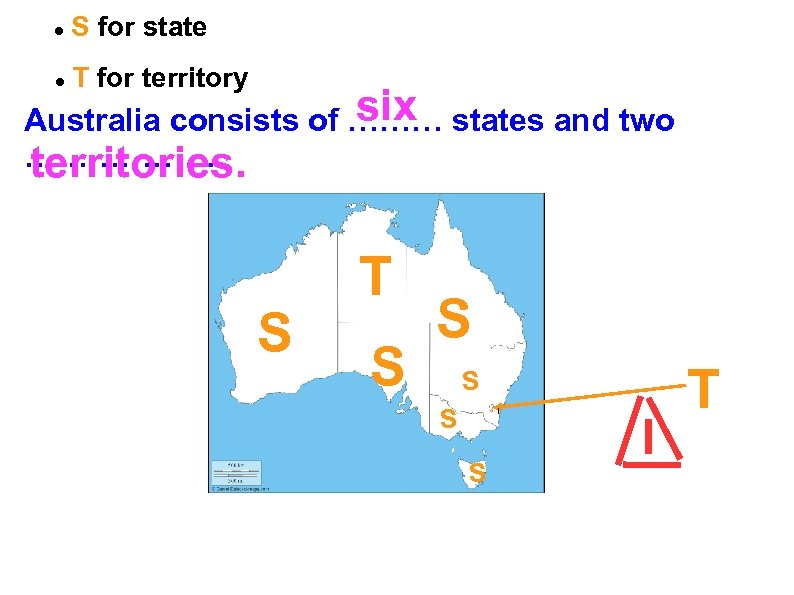 S for state T for territory six Australia consists of ……… states and