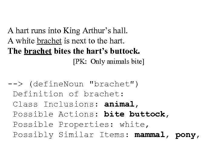 A hart runs into King Arthur’s hall. A white brachet is next to the