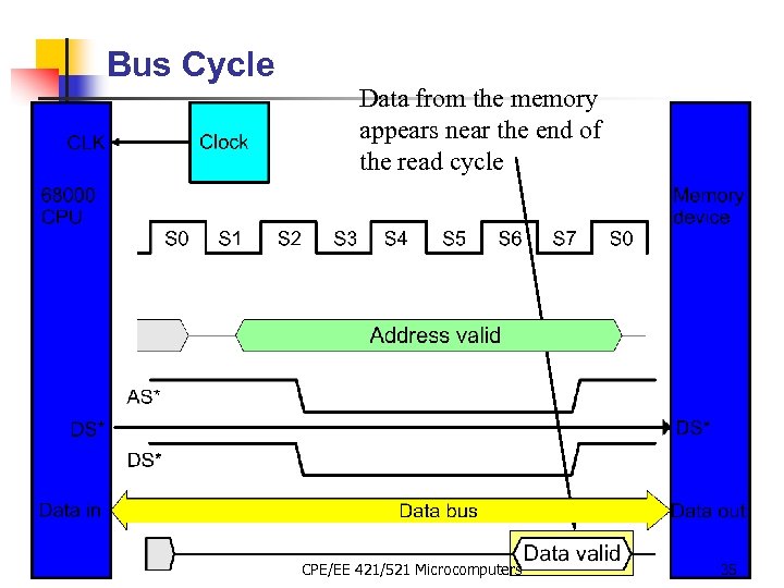 Bus Cycle Data from the memory appears near the end of the read cycle