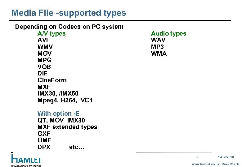 Media File -supported types Depending on Codecs on PC system A/V types AVI WMV