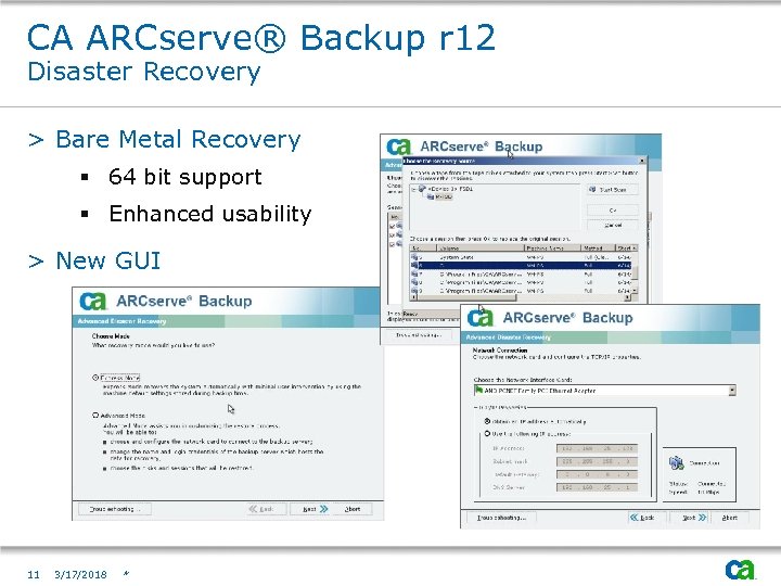 CA ARCserve® Backup r 12 Disaster Recovery > Bare Metal Recovery § 64 bit