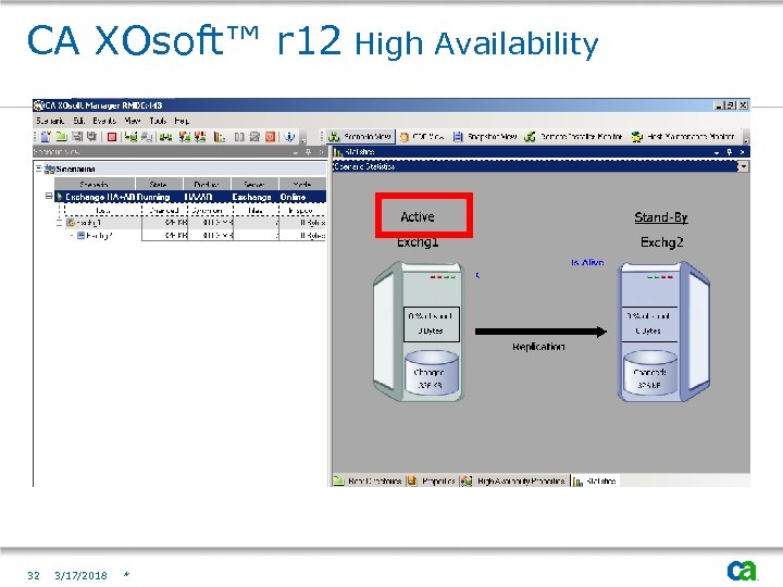 CA XOsoft™ r 12 High Availability 32 3/17/2018 * 