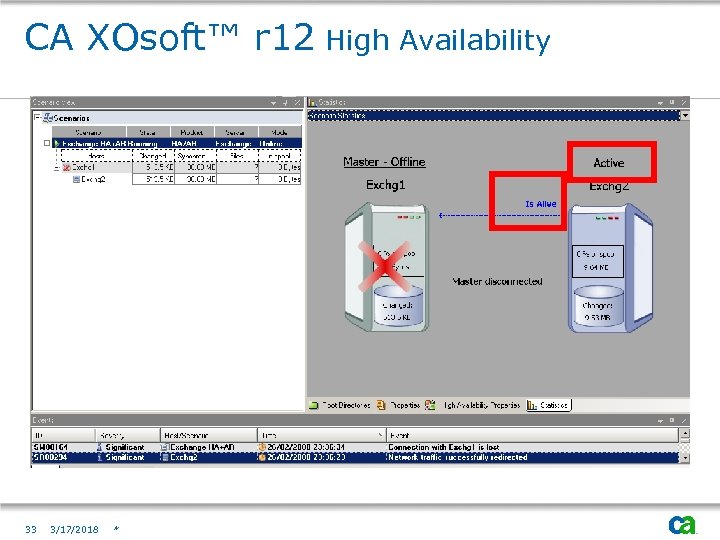 CA XOsoft™ r 12 High Availability 33 3/17/2018 * 