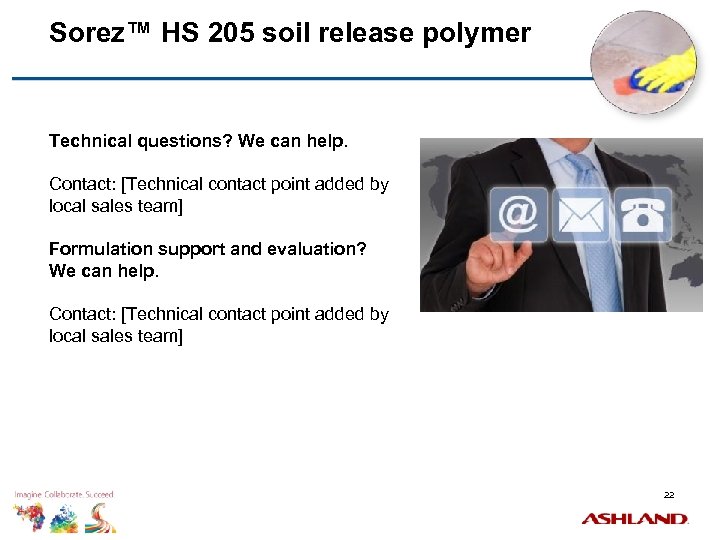 Sorez™ HS 205 soil release polymer Technical questions? We can help. Contact: [Technical contact