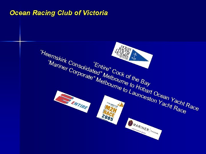 Ocean Racing Club of Victoria “He ems k “Ma irk Con rine soli “Entire