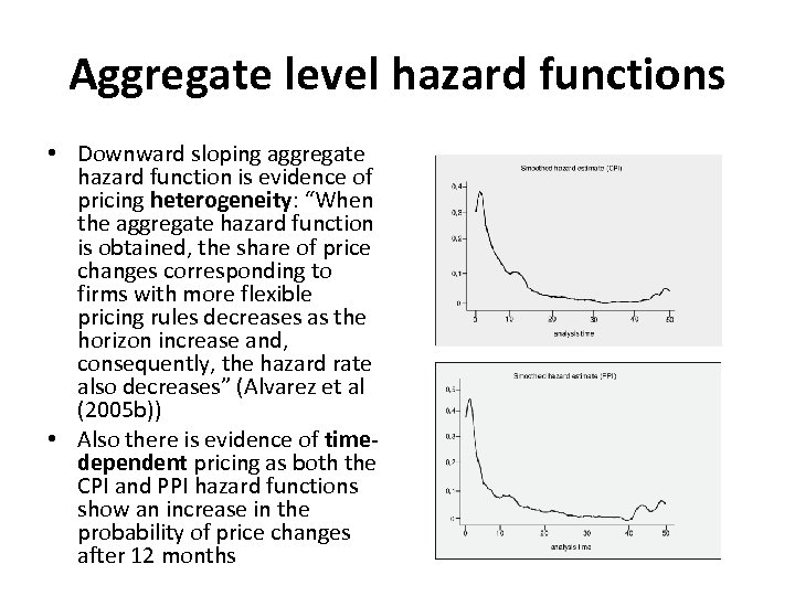 Aggregate level hazard functions • Downward sloping aggregate hazard function is evidence of pricing