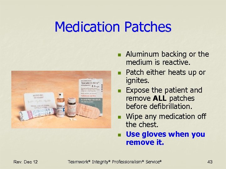 Medication Patches n n n Rev. Dec 12 Aluminum backing or the medium is