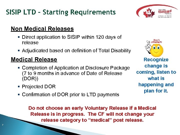 SISIP LTD – Starting Requirements Non Medical Releases Direct application to SISIP within 120