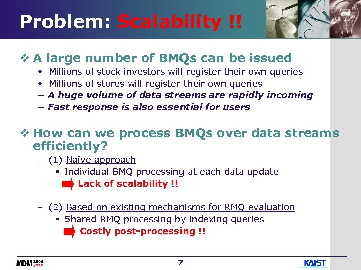 Problem: Scalability !! v A large number of BMQs can be issued • •