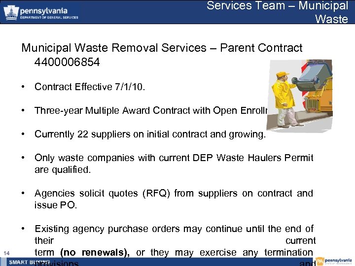 Services Team – Municipal Waste Removal Services – Parent Contract 4400006854 • Contract Effective