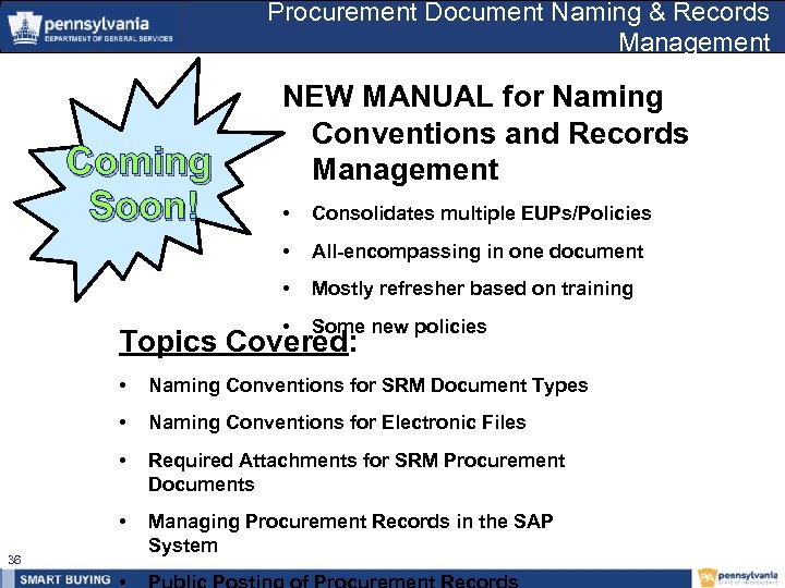 Procurement Document Naming & Records Management Coming Soon! NEW MANUAL for Naming Conventions and