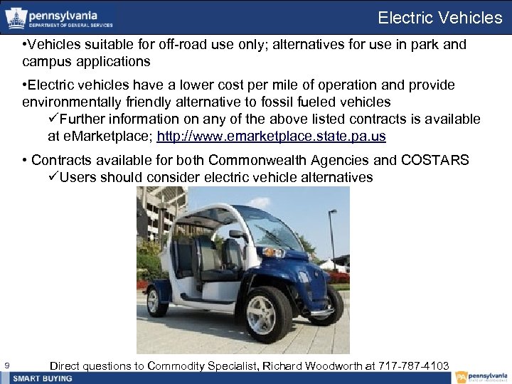 Electric Vehicles • Vehicles suitable for off-road use only; alternatives for use in park