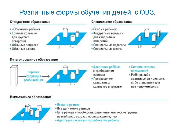 Различные формы обучения детей с ОВЗ. 