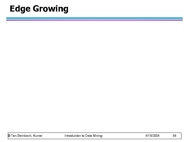 Edge Growing © Tan, Steinbach, Kumar Introduction to Data Mining 4/18/2004 55 