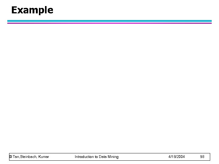 Example © Tan, Steinbach, Kumar Introduction to Data Mining 4/18/2004 58 