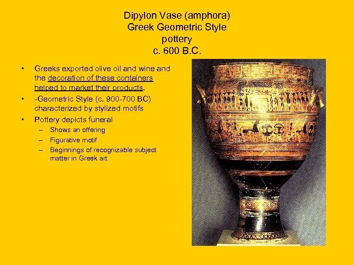 Dipylon Vase (amphora) Greek Geometric Style pottery c. 600 B. C. • • •