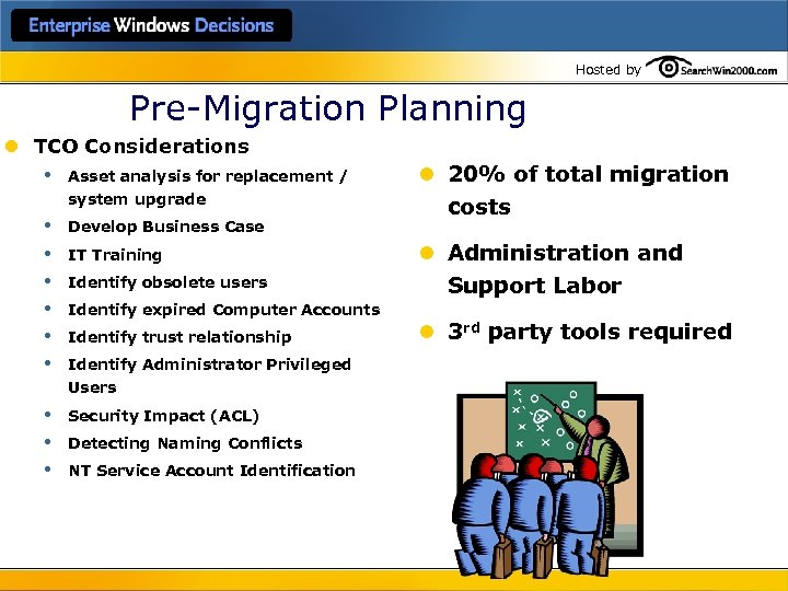 Hosted by Pre-Migration Planning l TCO Considerations • Asset analysis for replacement / system