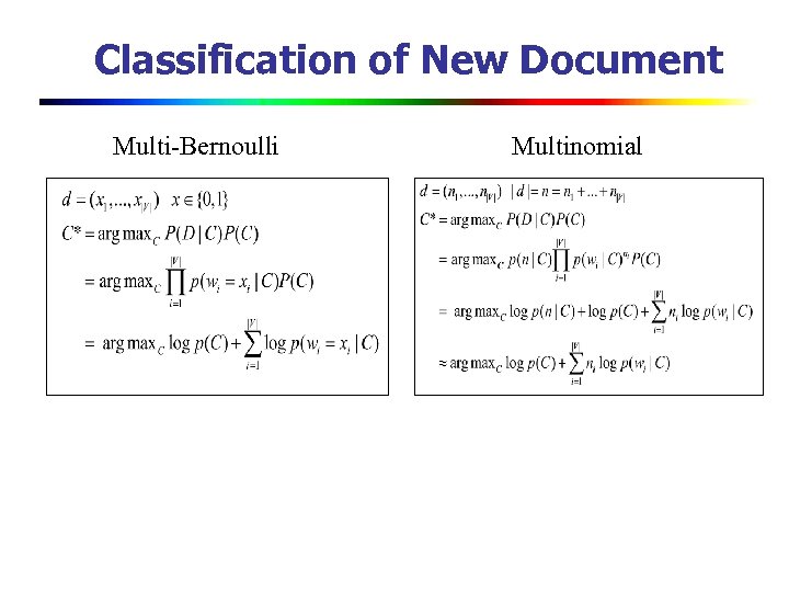 Classification of New Document Multi-Bernoulli Multinomial 