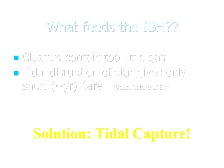 What feeds the IBH? ? Clusters contain too little gas Tidal disruption of star