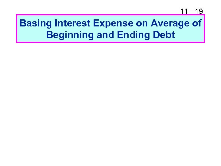 11 - 19 Basing Interest Expense on Average of Beginning and Ending Debt 