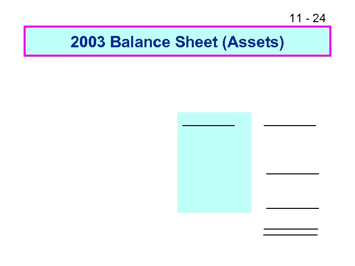 11 - 24 2003 Balance Sheet (Assets) 
