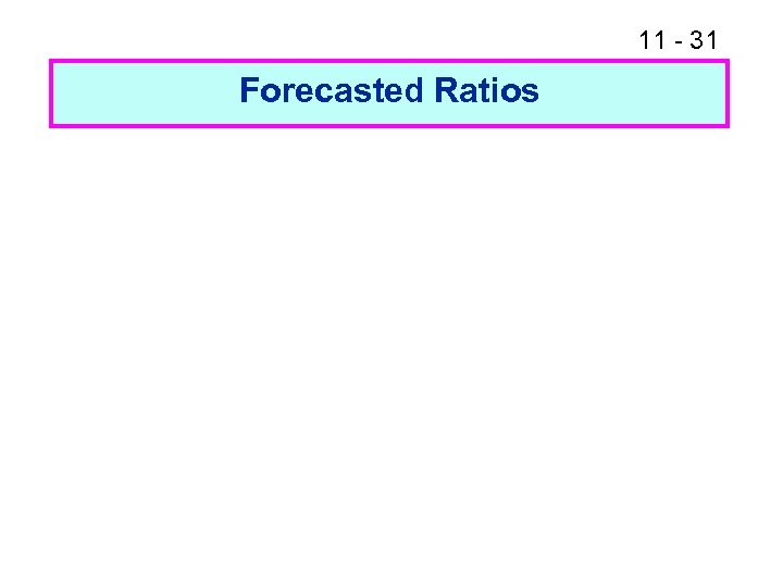 11 - 31 Forecasted Ratios 