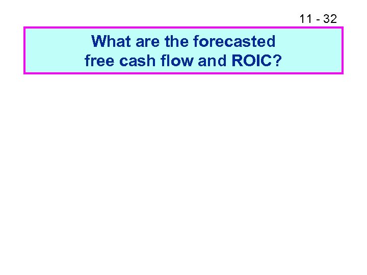 11 - 32 What are the forecasted free cash flow and ROIC? 