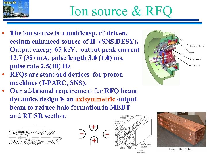 Ion source & RFQ • The ion source is a multicusp, rf-driven, cesium enhanced