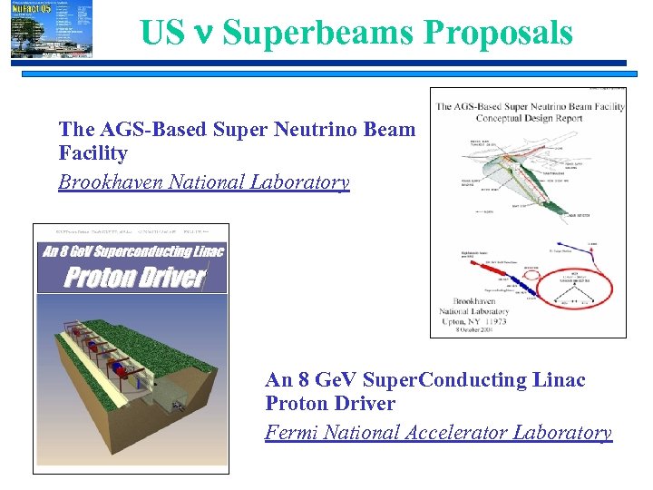 US n Superbeams Proposals The AGS-Based Super Neutrino Beam Facility Brookhaven National Laboratory An