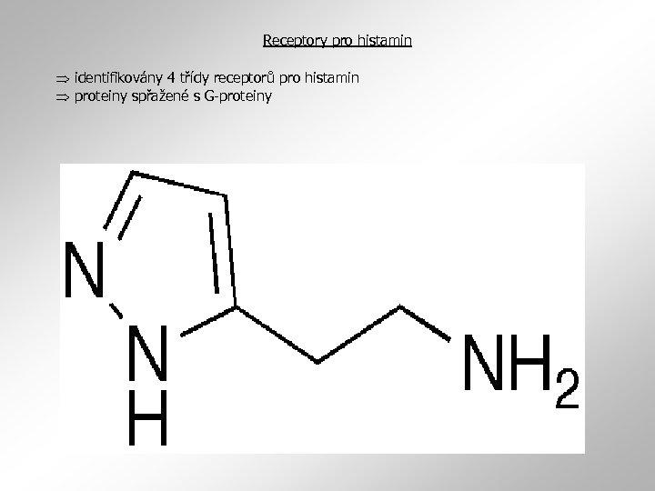 Receptory pro histamin identifikovány 4 třídy receptorů pro histamin proteiny spřažené s G-proteiny 