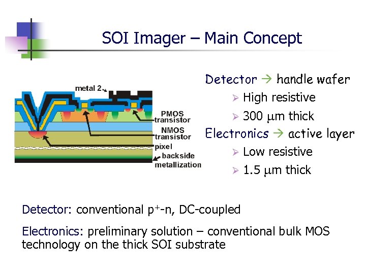 SOI Imager – Main Concept Detector handle wafer Ø High resistive 300 m thick