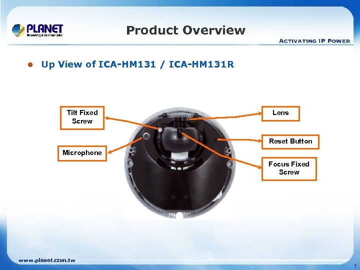 Product Overview l Up View of ICA-HM 131 / ICA-HM 131 R Tilt Fixed