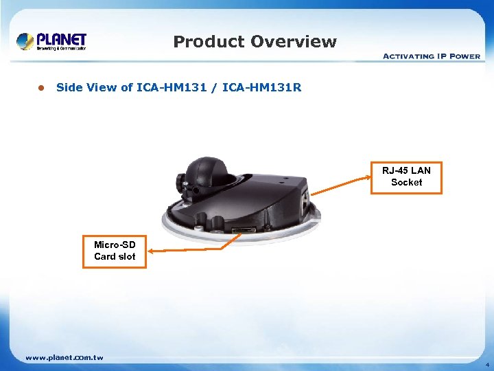 Product Overview l Side View of ICA-HM 131 / ICA-HM 131 R RJ-45 LAN