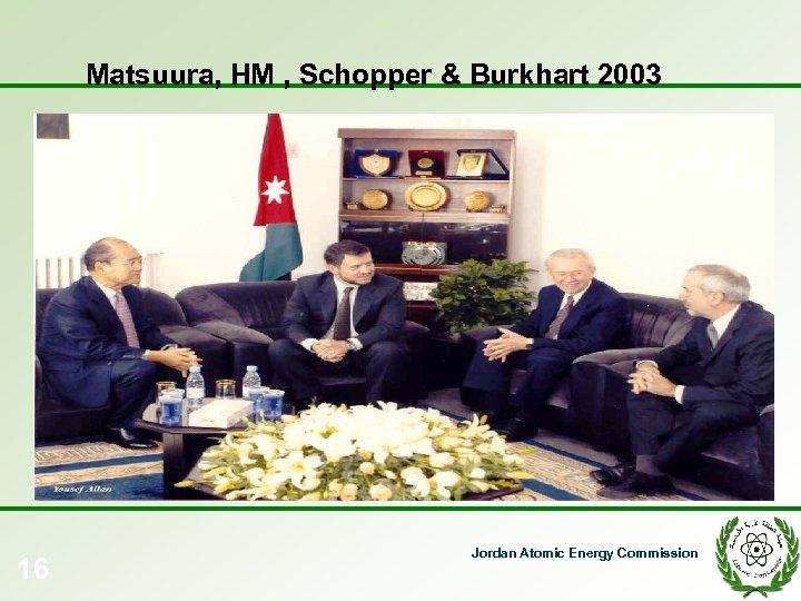 Matsuura, HM , Schopper & Burkhart 2003 16 Jordan Atomic Energy Commission 