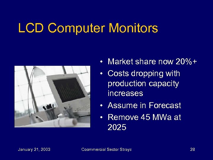 LCD Computer Monitors • Market share now 20%+ • Costs dropping with production capacity