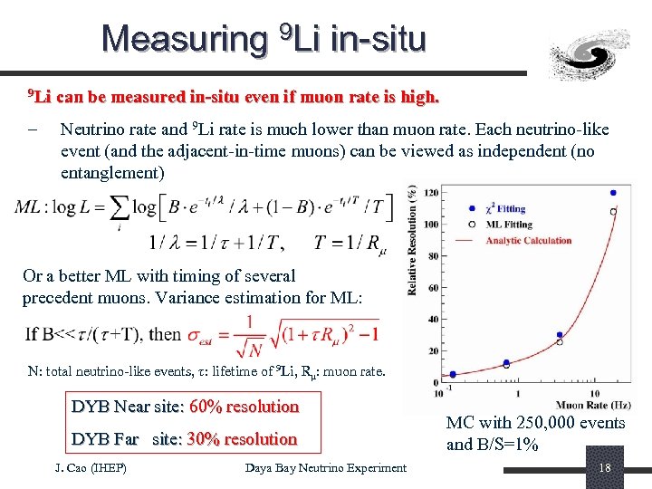 Measuring 9 Li in-situ 9 Li – can be measured in-situ even if muon