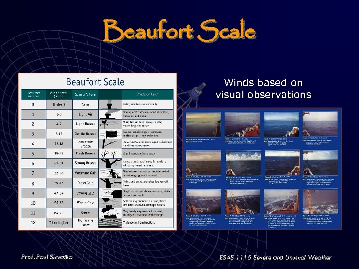 Beaufort Scale Winds based on visual observations Prof. Paul Sirvatka ESAS 1115 Severe and