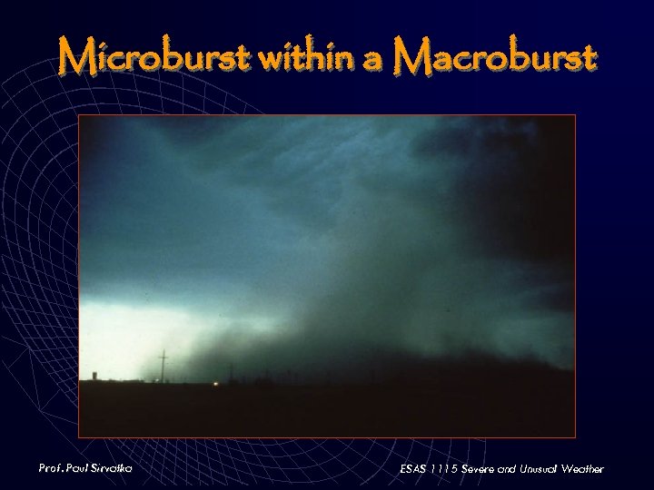 Microburst within a Macroburst Prof. Paul Sirvatka ESAS 1115 Severe and Unusual Weather 