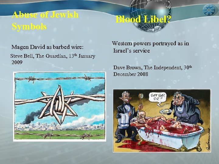 Abuse of Jewish Symbols Magen David as barbed wire: Steve Bell, The Guardian, 13