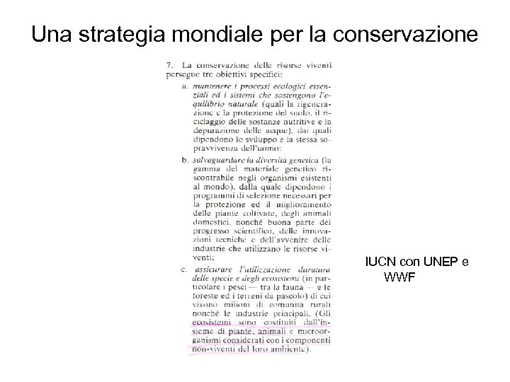 Una strategia mondiale per la conservazione IUCN con UNEP e WWF 