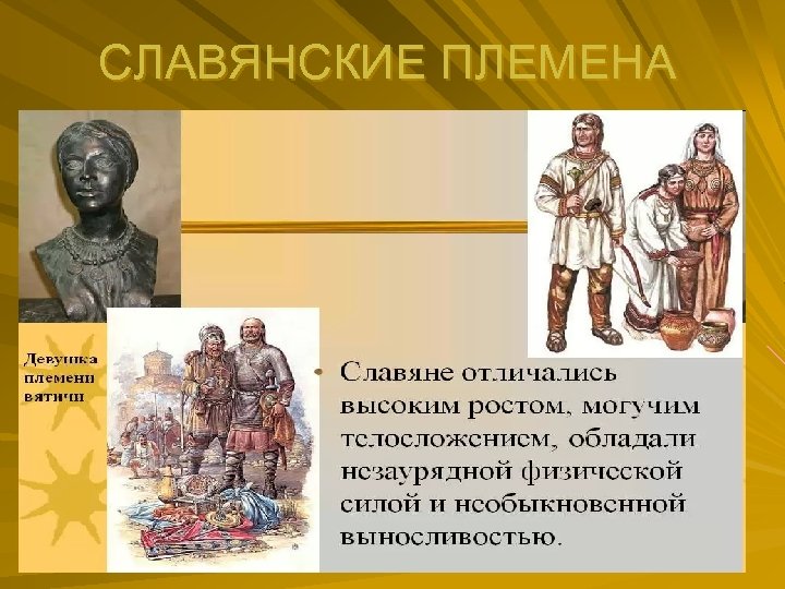 На рисунках в тексте даны изображения женщины и мужчины племени вятичей