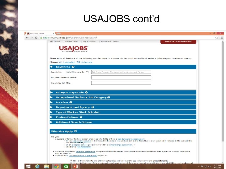USAJOBS cont’d 